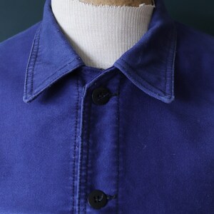 Vintage 1960s 60s French blue moleskin work jacket workwear chore faded 41 chest bleu de travail image 2