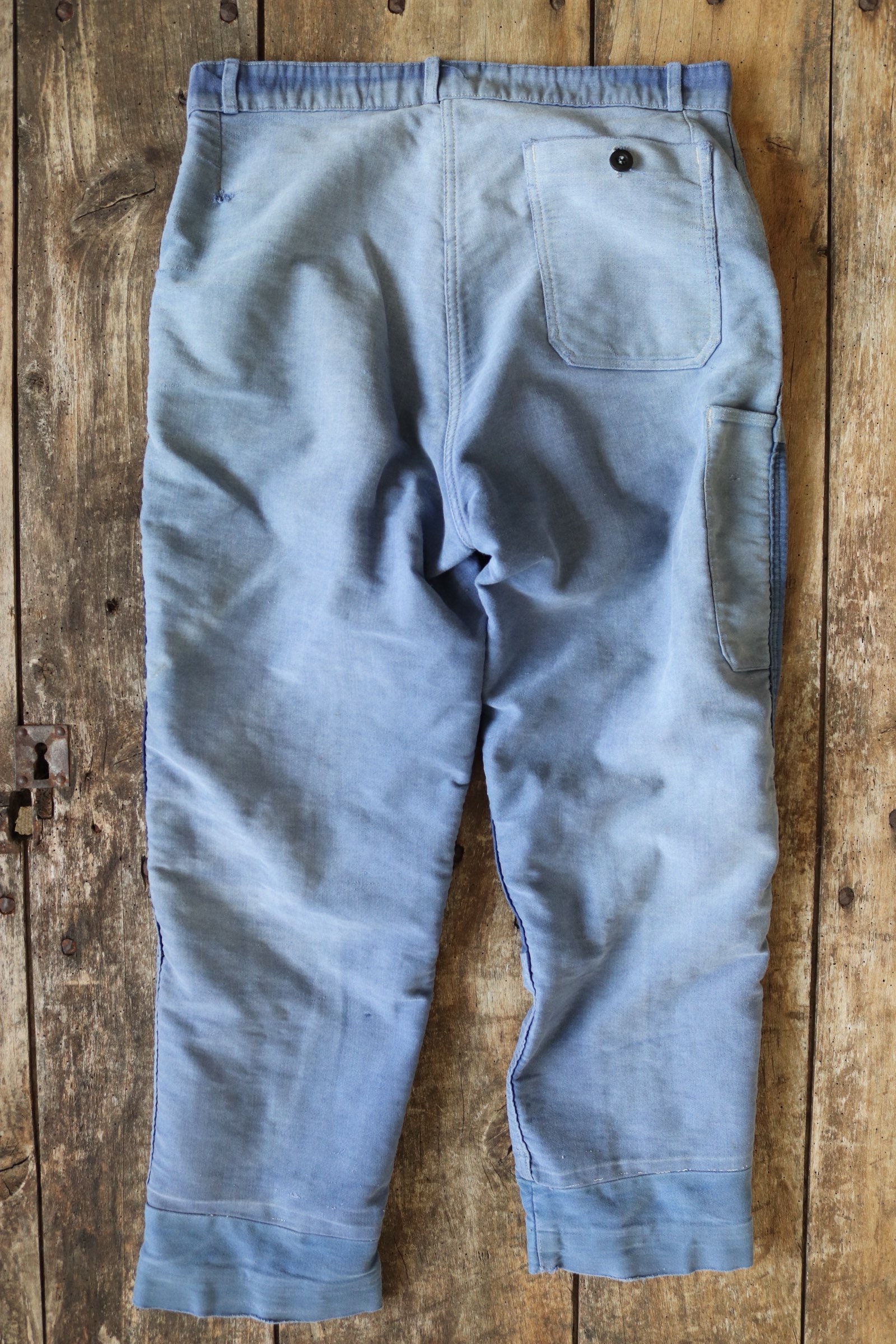 Vintage 1950s 50s French blue moleskin work chore workwear trousers ...