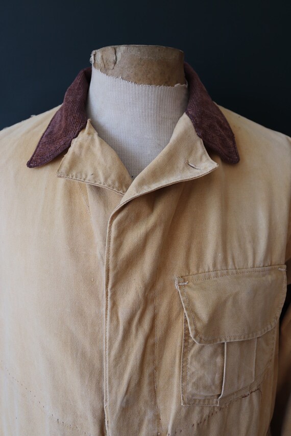 Vintage 1950s 50s Hinson Bodyguard Tan Brown Tin Cloth Cotton