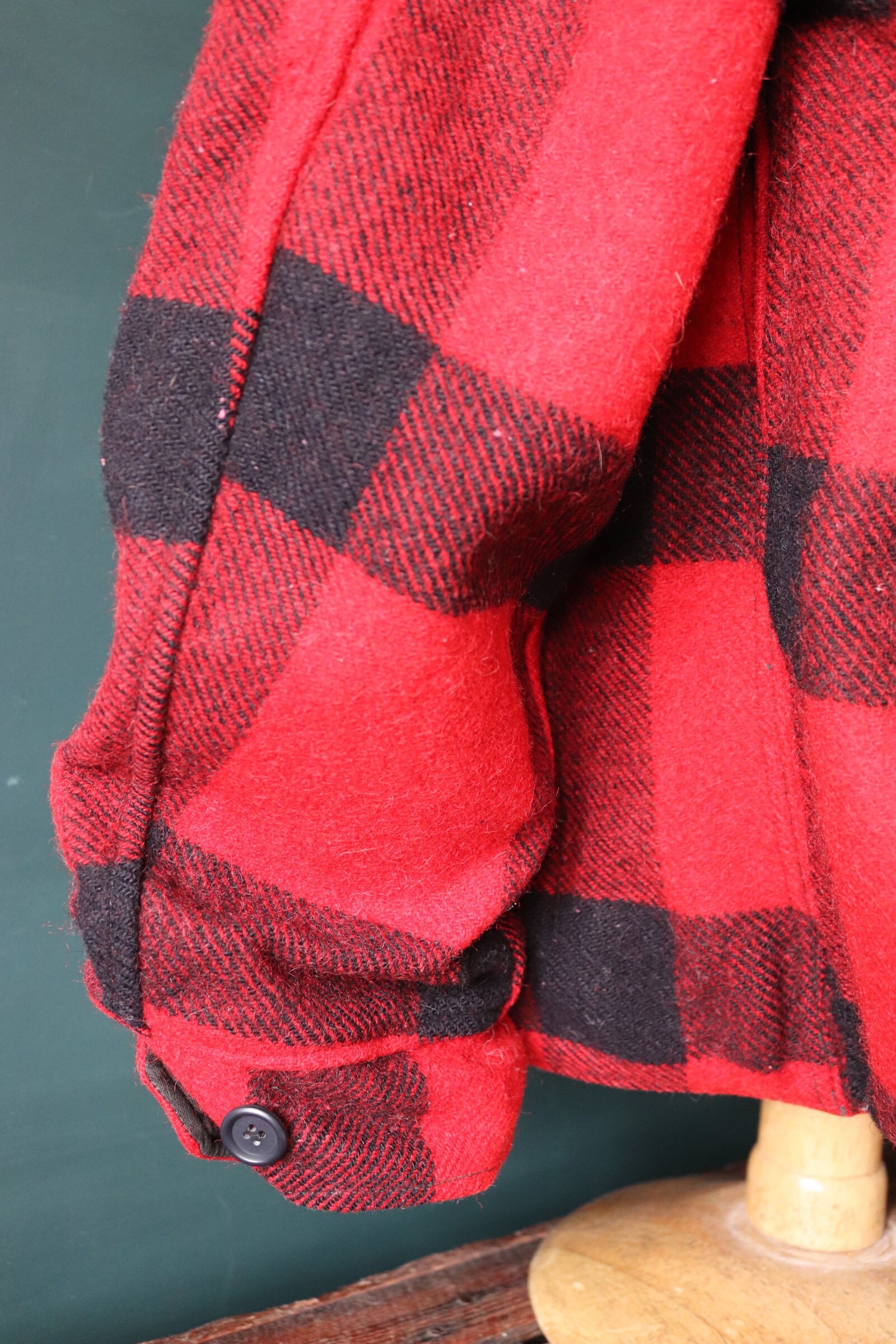 Vintage 1970s 70s Montgomery Ward buffalo plaid red black check wool ...