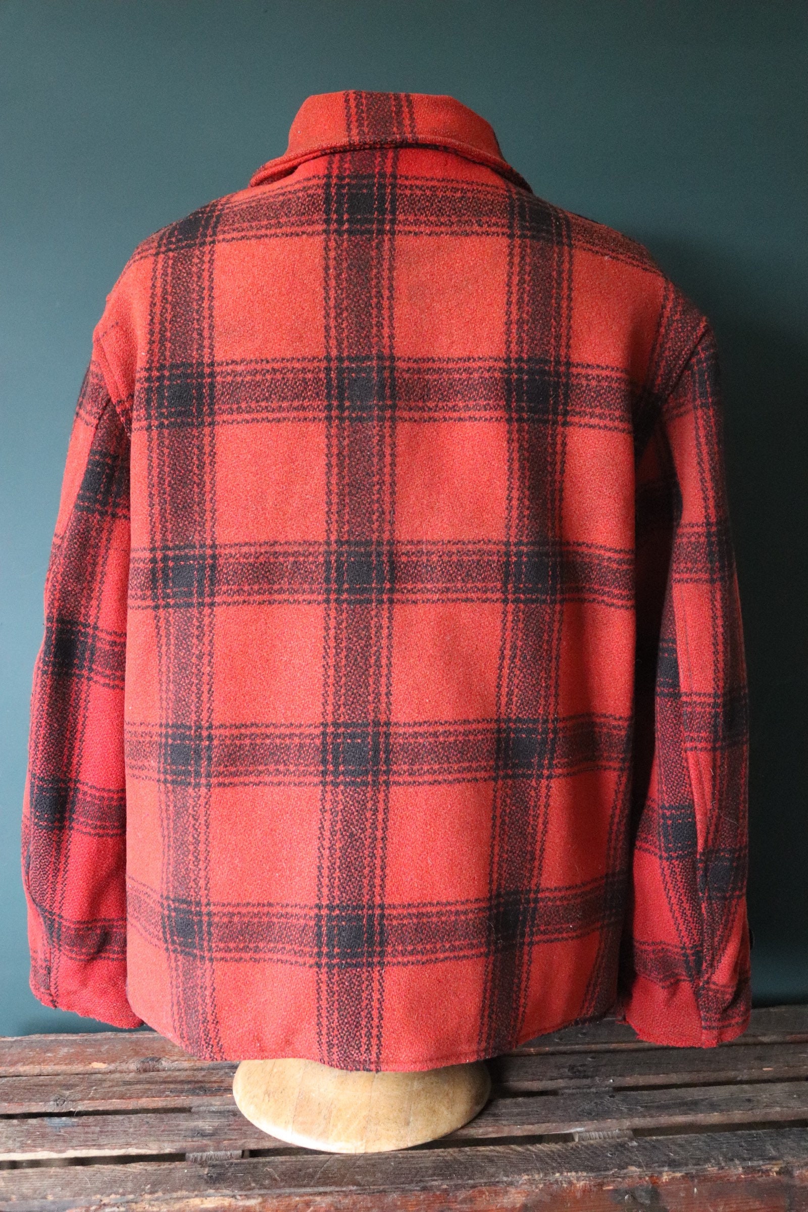 Vintage 1960s Workwear Jacket Wool Red Black Buffalo Plaid Vintage 1960s Workwear Jacket Wool Red Black Buffalo Plaid