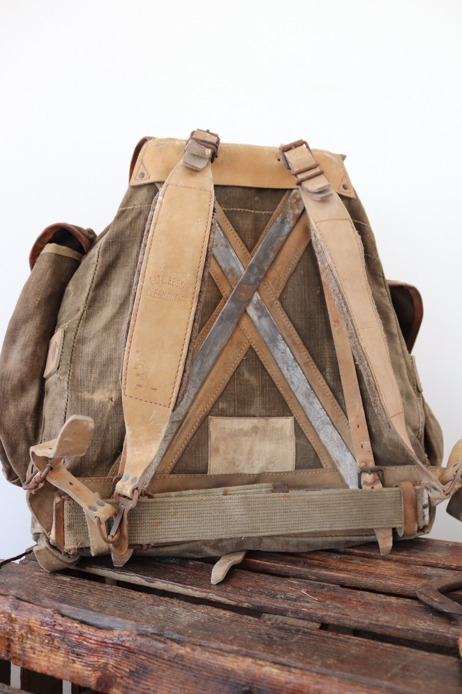 Vintage 1950s 50s 1960s 60s French Army Military Canvas