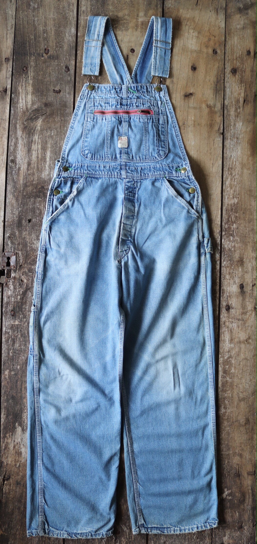 Vintage 1980s 80s pale blue denim Pointer overalls dungarees bib brace ...