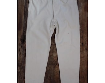 Vintage 1920s French white cotton trousers - 1930s buckle back pants - 42” x 31”
