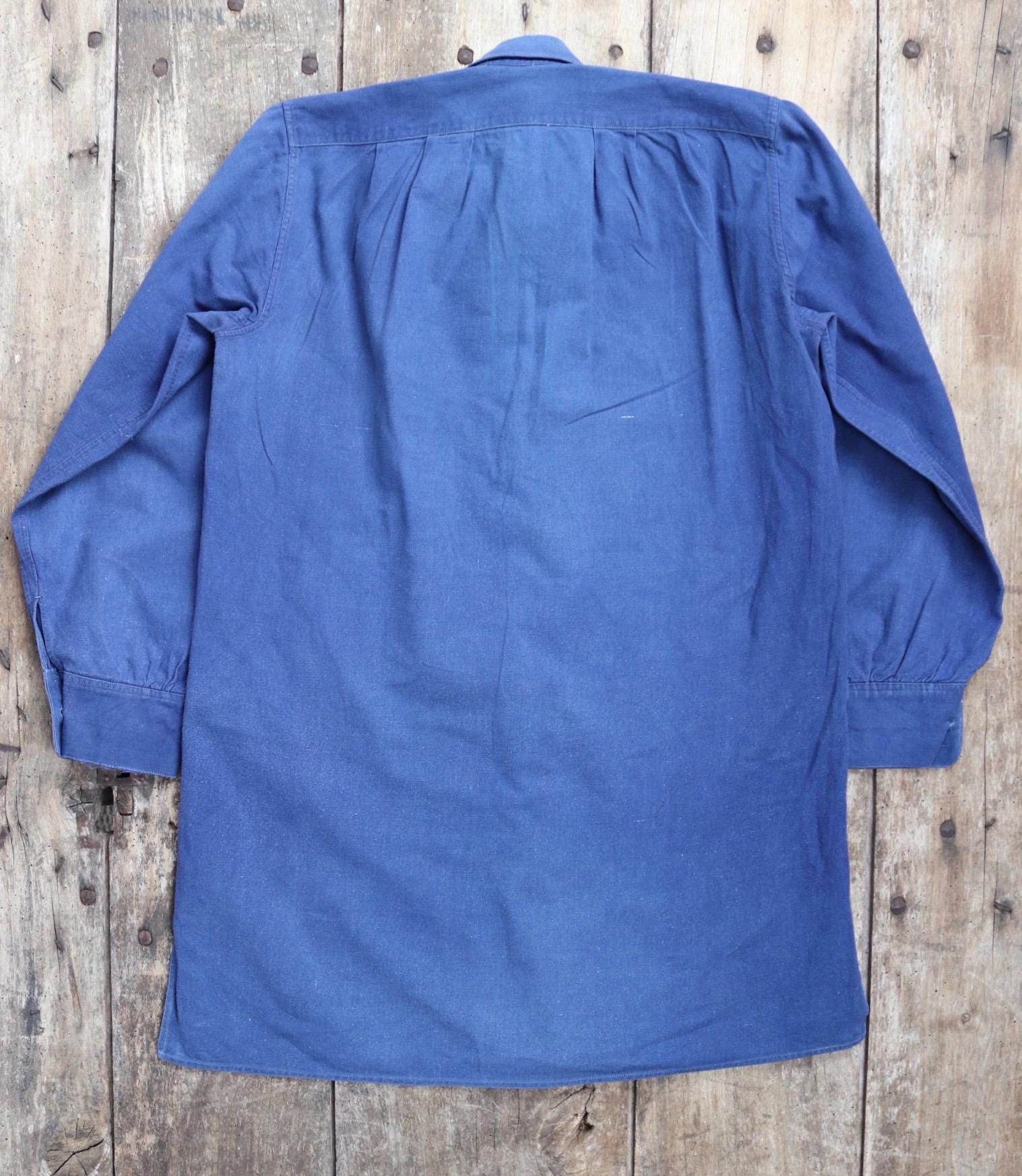 カタログギフトも！ Workwear French Vintage Shirt Cotton Blue Indigo 1940s - トップス