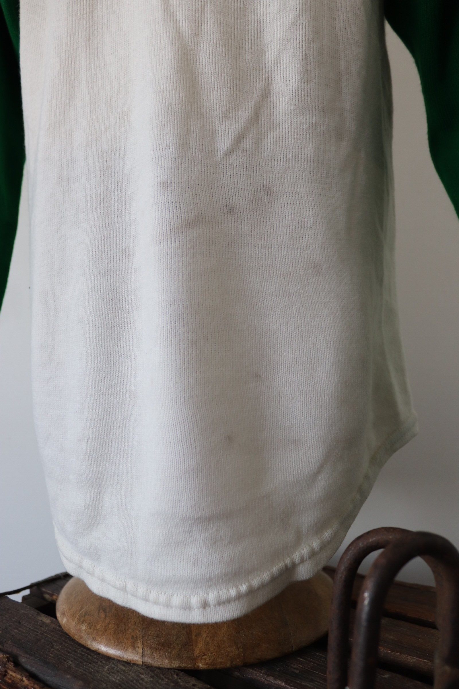Vintage 1980s 80s Sand Knit white green henley long sleeve undershirt