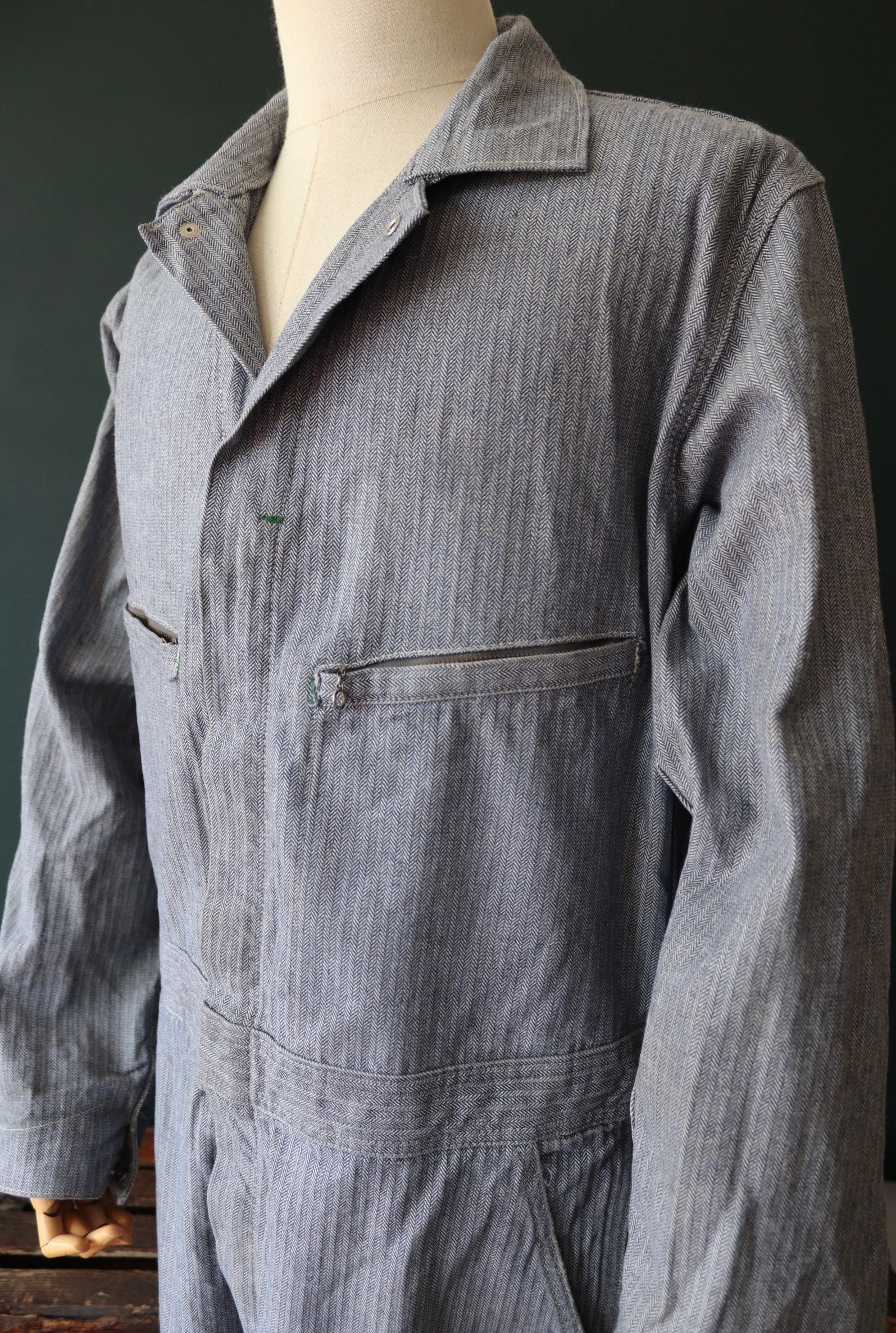 Vintage Key Imperial HBT herringbone denim coveralls overalls mechanic