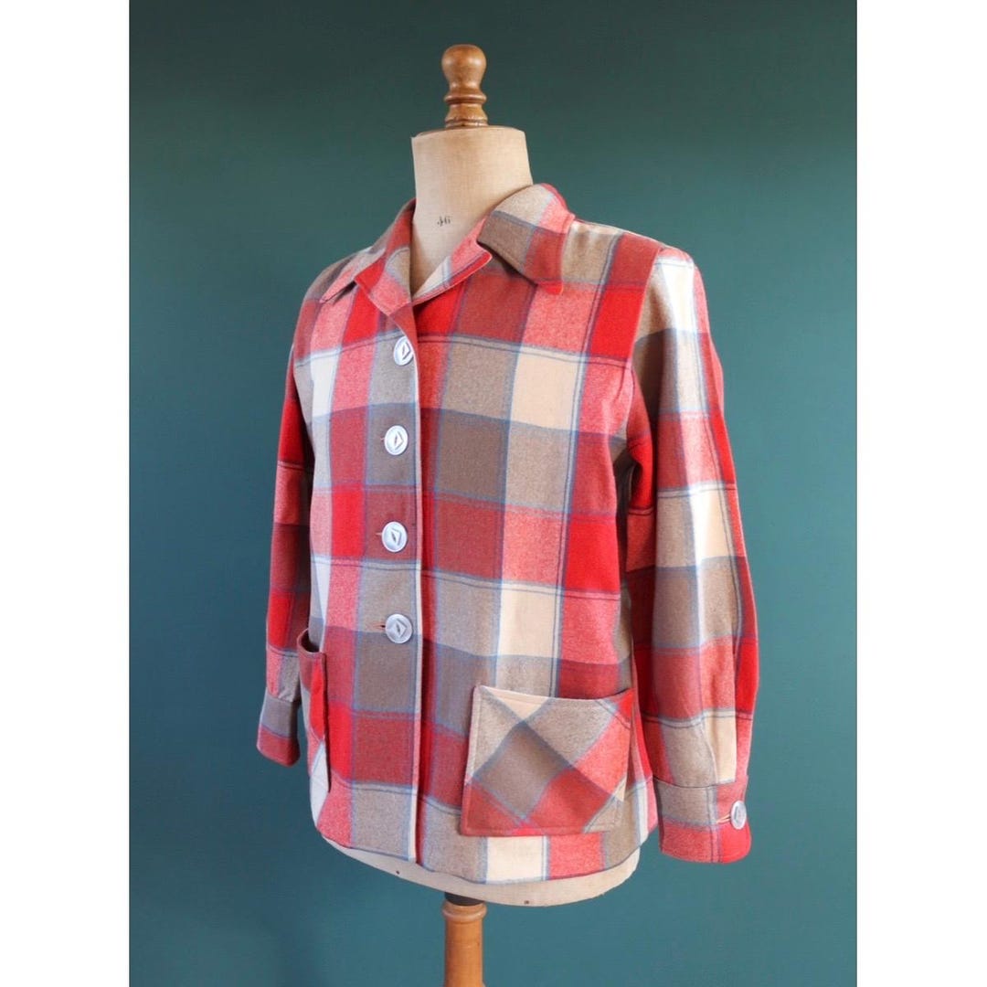 Pendleton 49er Jacket Pattern Vintage 1950s 60s Wool 49er Jacket - Womens Pendleton - 46
