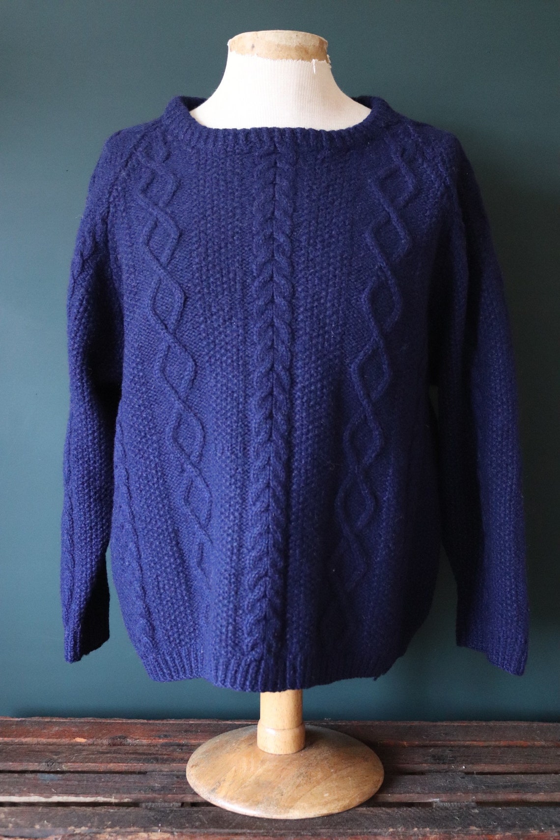Vintage navy blue cable knit Guernsey gansey fisherman sweater | Etsy