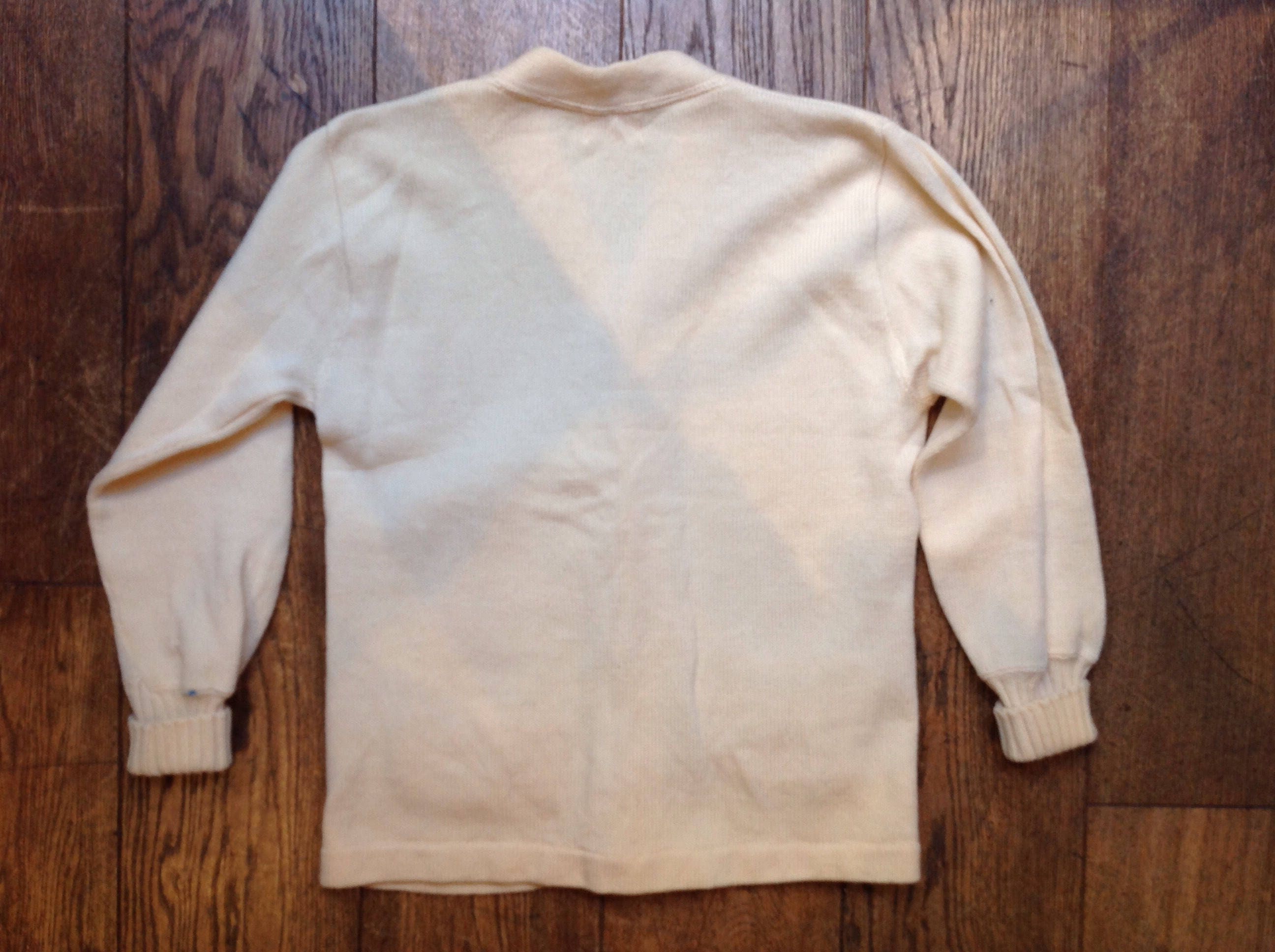 Vintage 1960s 60s white wool Stadium varsity college Letterman sweater ...