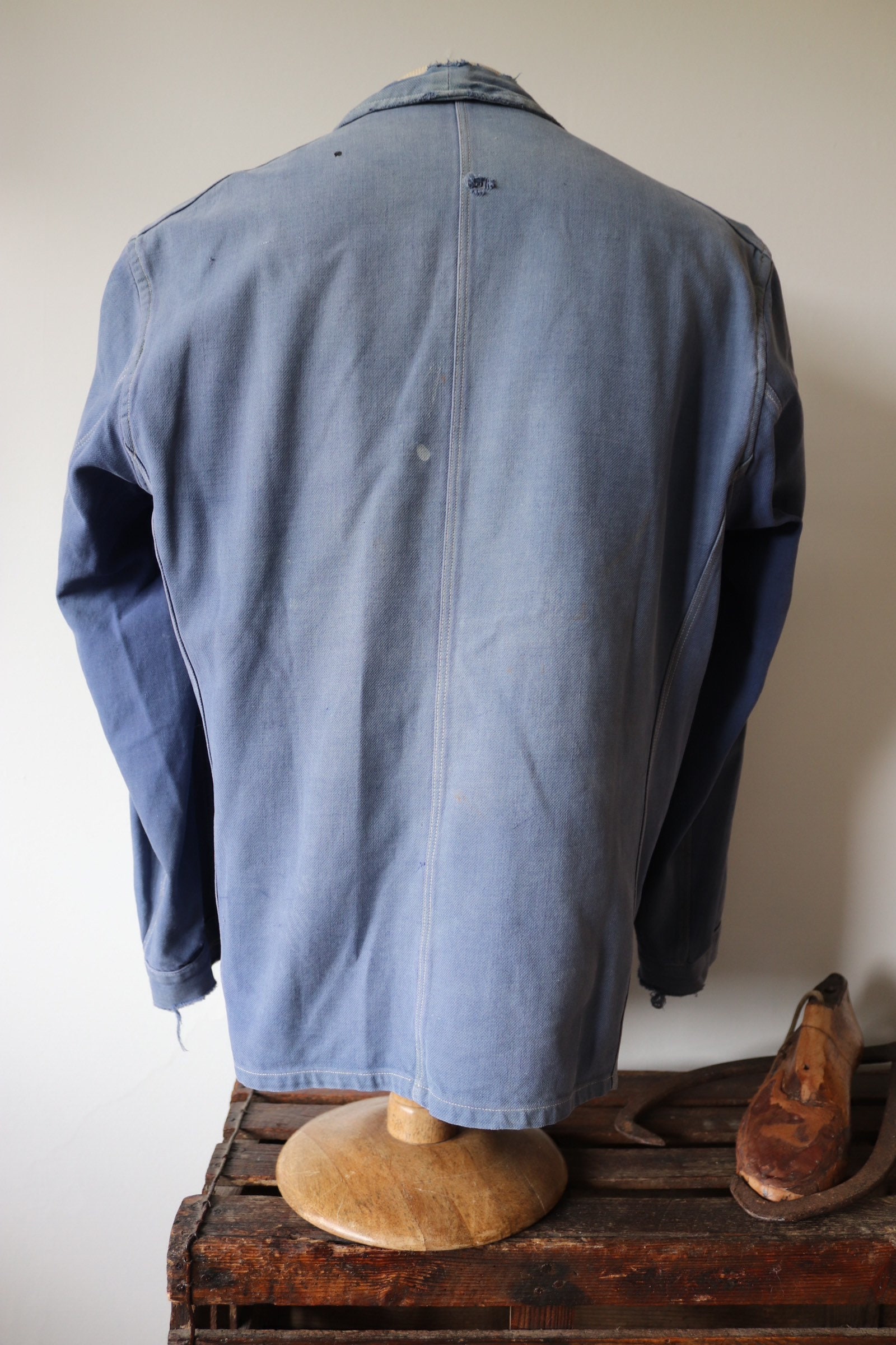 パンツ 40's French work indigo cotton twill Vintage French Workwear Trousers - 1940s 50s Indigo Cotton