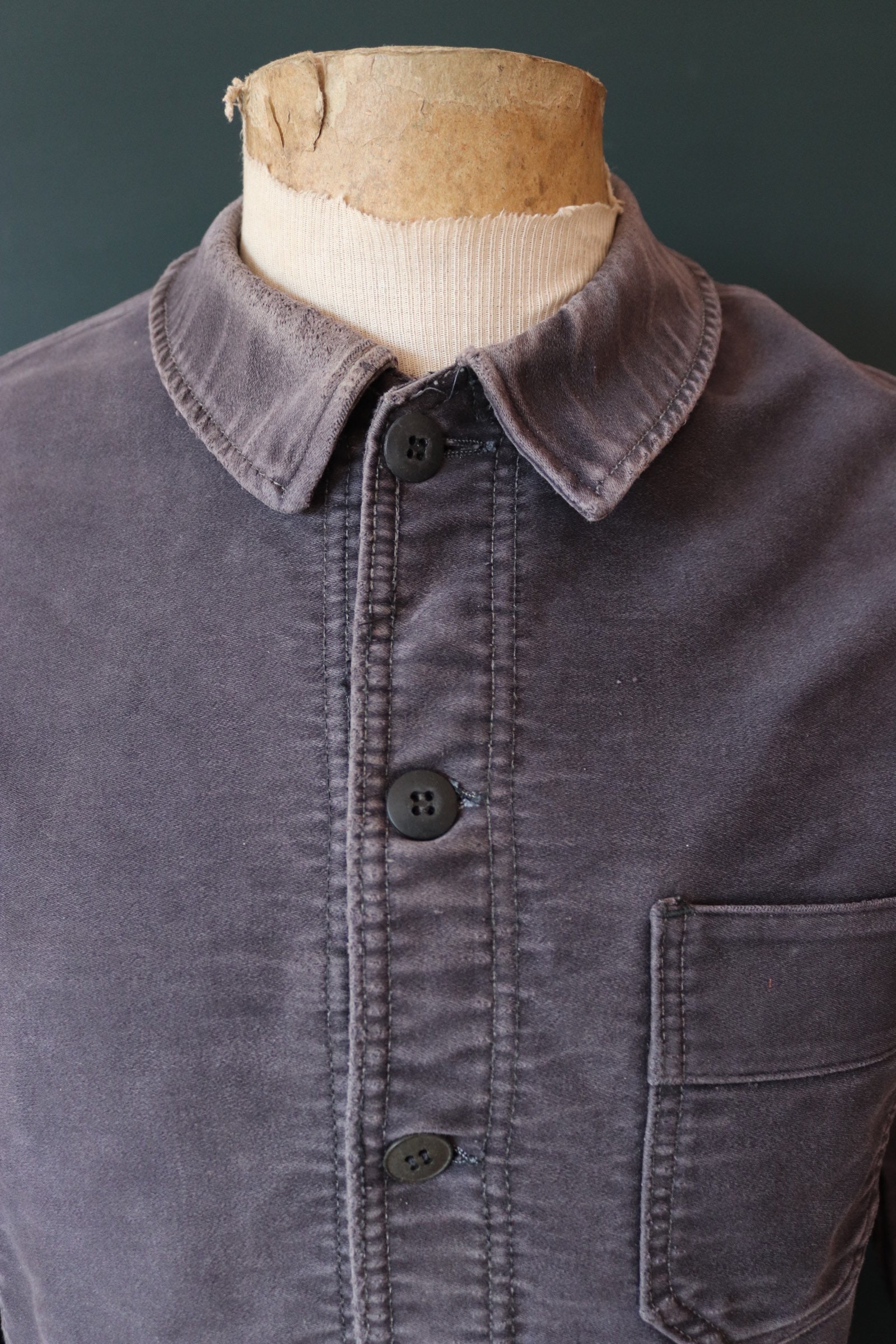 Vintage Black Moleskin Workwear Jacket - Le Mont St Michel 