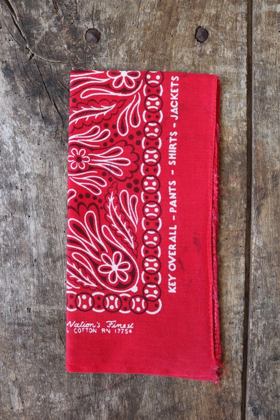 Vintage 1950s 50s Turkey Red Key Imperial Advertising Bandana - Etsy