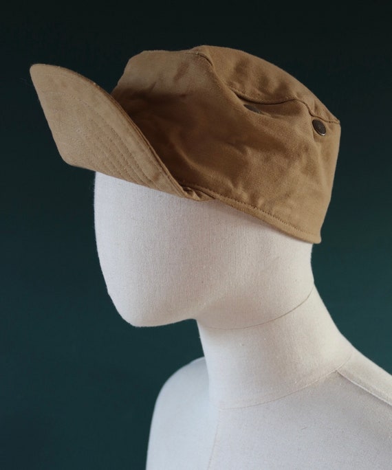 Vintage 1950s 50s 1960s 60s RAF British military air force peaked ADEN cap ground crew khaki drill workwear work chore