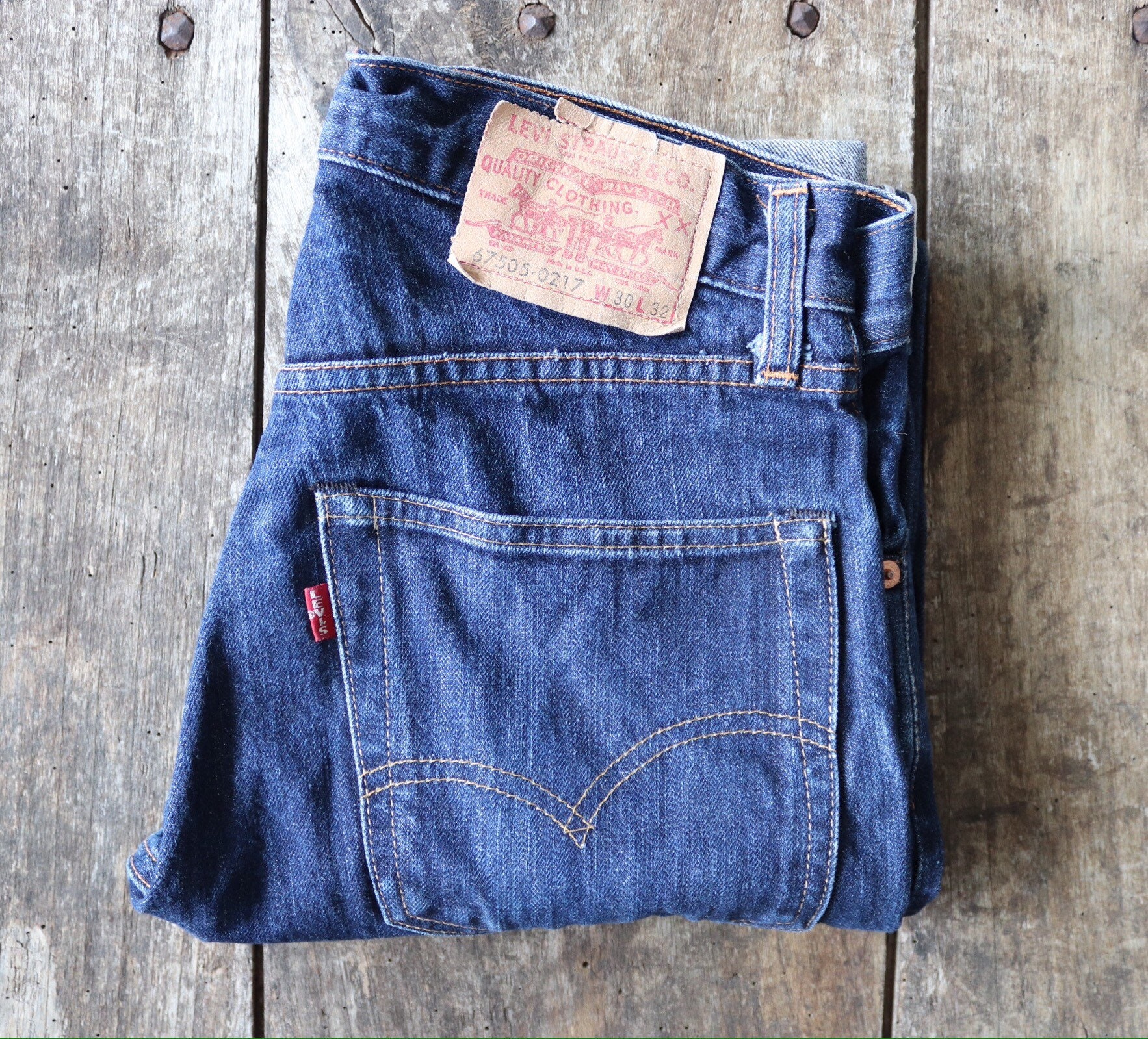 Vintage LVC Levis Levi Strauss 505 big e red tab indigo