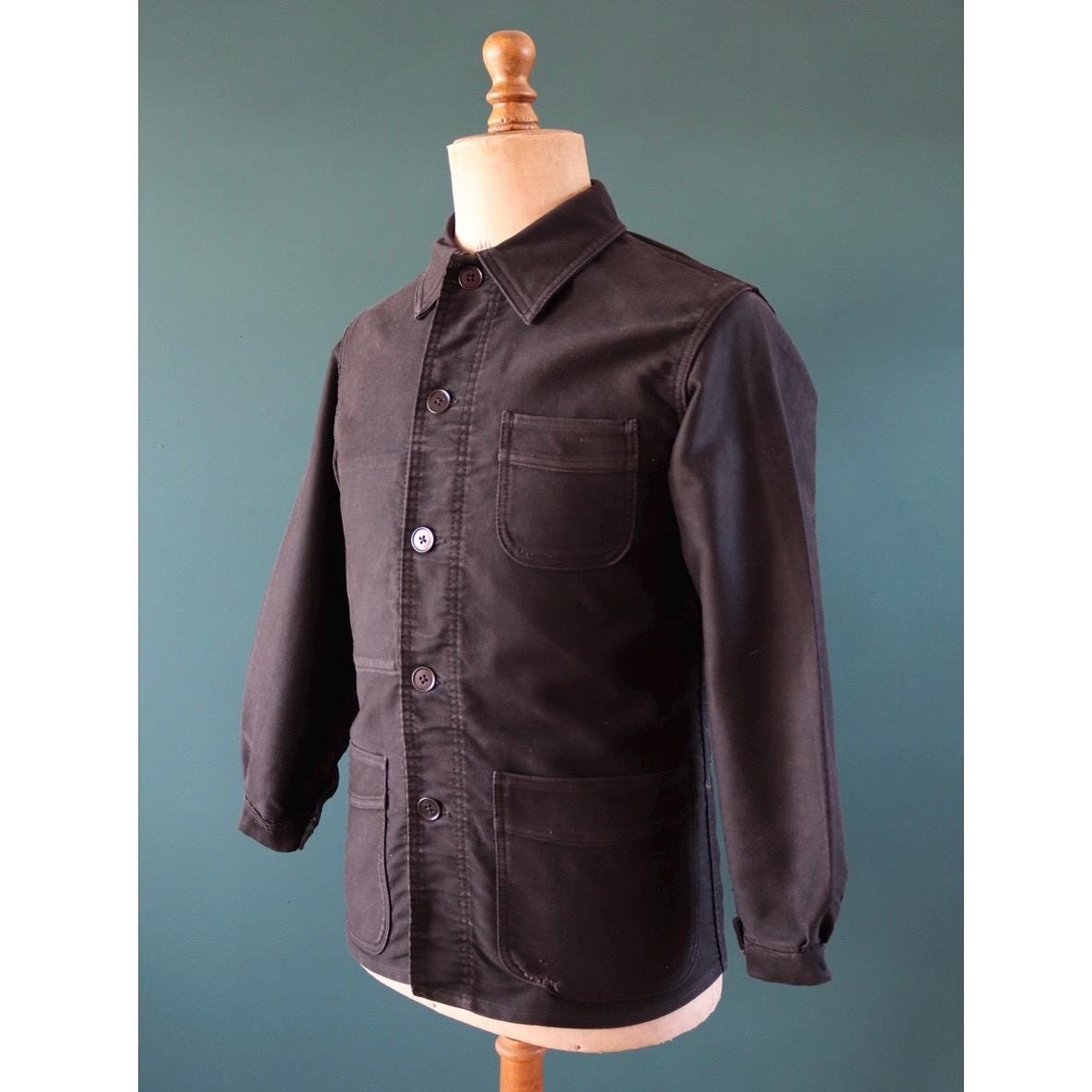 Vintage Black French Work Jacket - Etsy