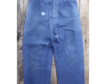 Early 1900s Work Pants Timeworn Textile Art 56 Inch Waist Vintage