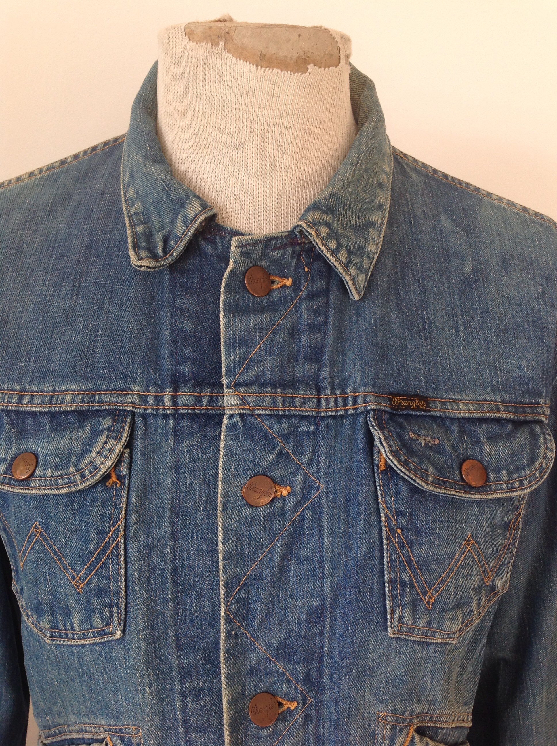 Vintage 1960s 60s Wrangler selvedge denim jacket 44 chest work workwear
