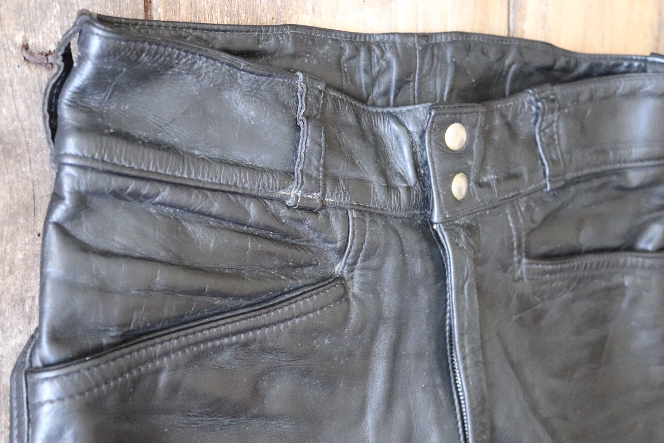 Vintage 1970s 70s 1980s 80s black leather Aviakit Lewis Leathers ...