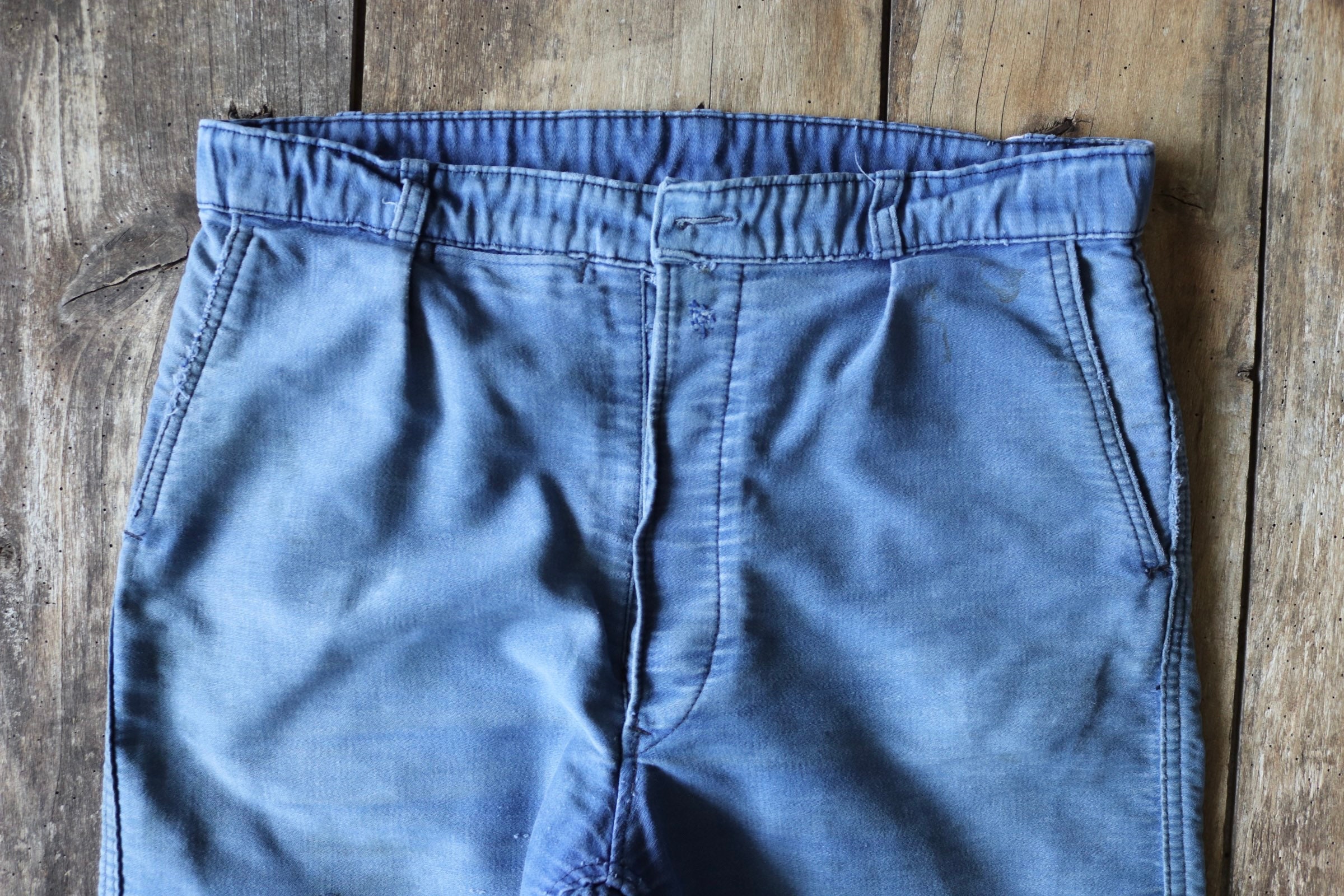 Vintage 1960s 60s French blue moleskin work trousers pants workwear ...