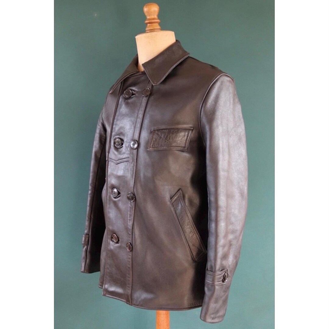 Vintage 1950s 60s French Leather Jacket - Le Corbusier - Double