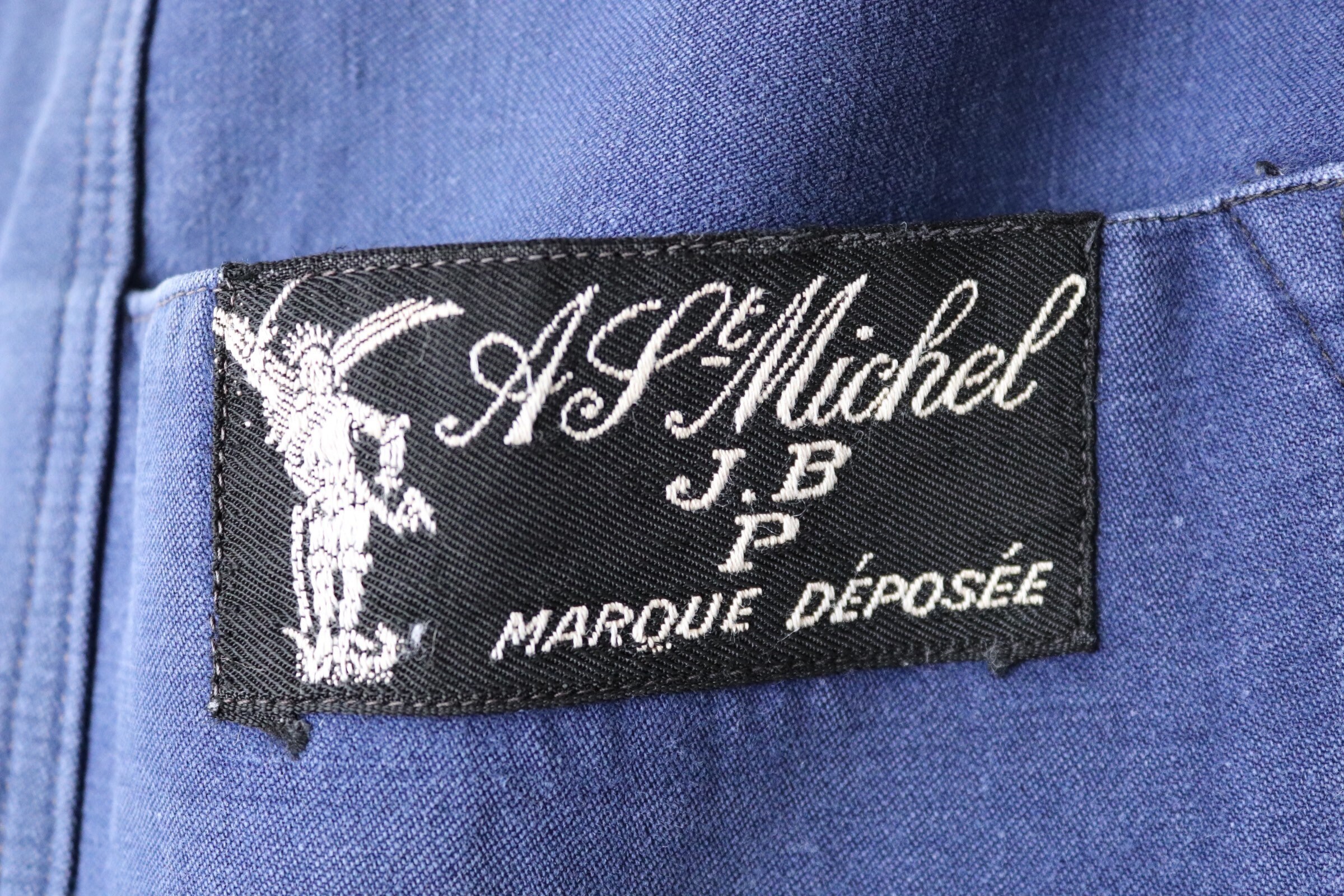 Vintage 1940s 40s French blue moleskin work jacket chore workwear