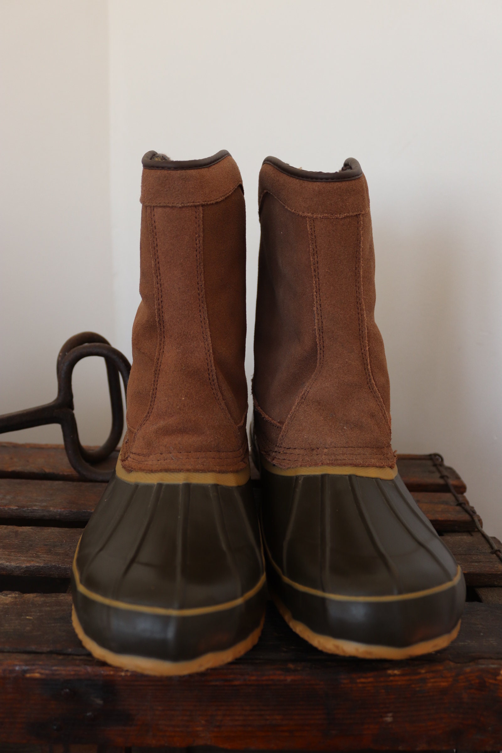 Vintage Khombu duck hunting rain snow boots rubber leather women's US size 11 UK 9 outdoor rugged
