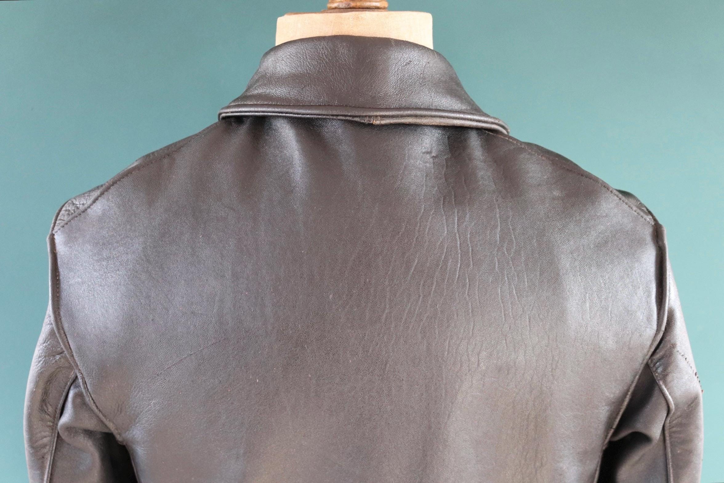 Vintage 1950s French Leather Jacket - Le Corbusier - 1960s Double 
