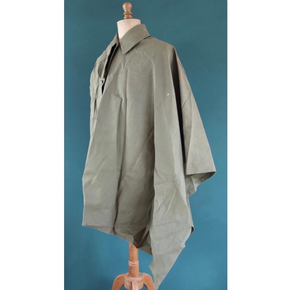 Vintage 1950s British Army Gas Cape - Rubberized Cotton Poncho