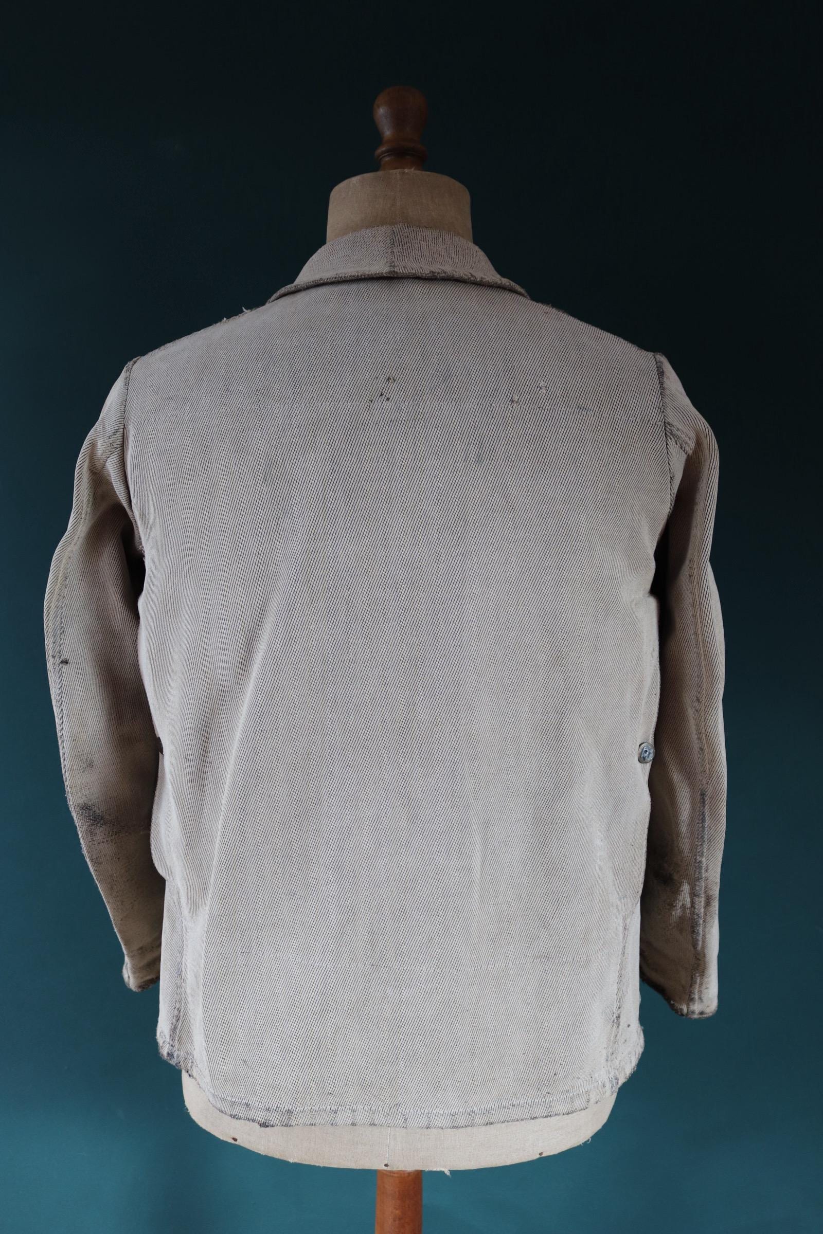 Vintage French Workwear Jacket - 1930s Chore Coat - 40