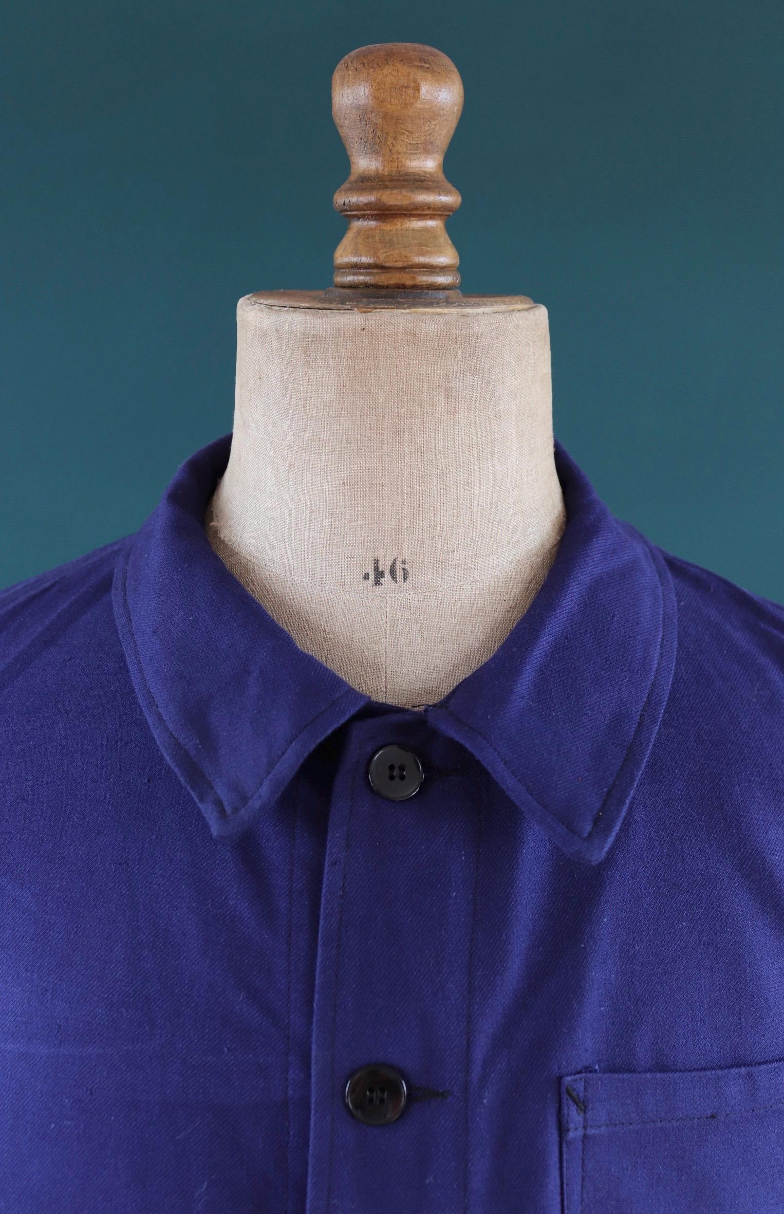 Vintage 1960s French Workwear Jacket - Blue Chore Coat - 45” Chest