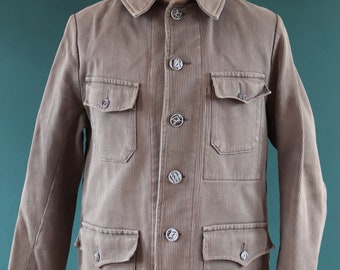 Vintage French Workwear Jacket 1960s 1970s Grey Taupe Coutil Vintage French Workwear Jacket 1960s 1970s Grey Taupe Coutil