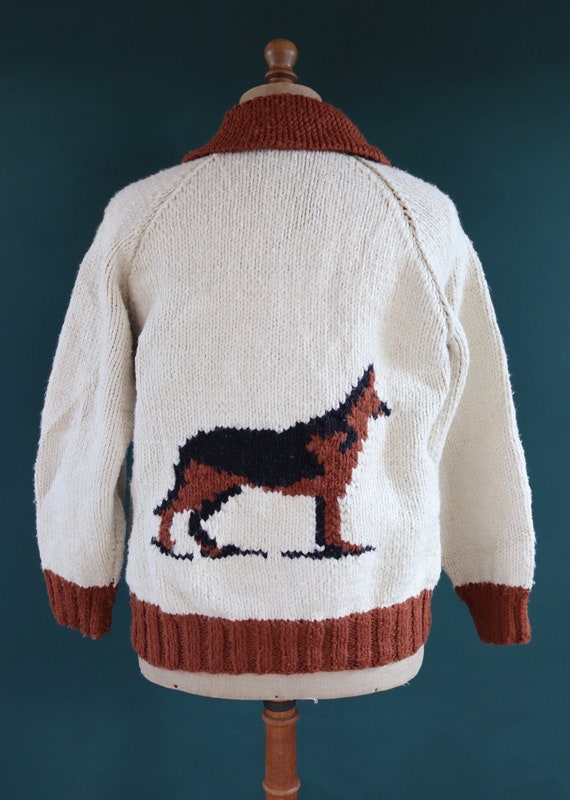 Vintage 1970s 70s Hand Knitted Novelty Alsatian Dog Thick Acrylic  