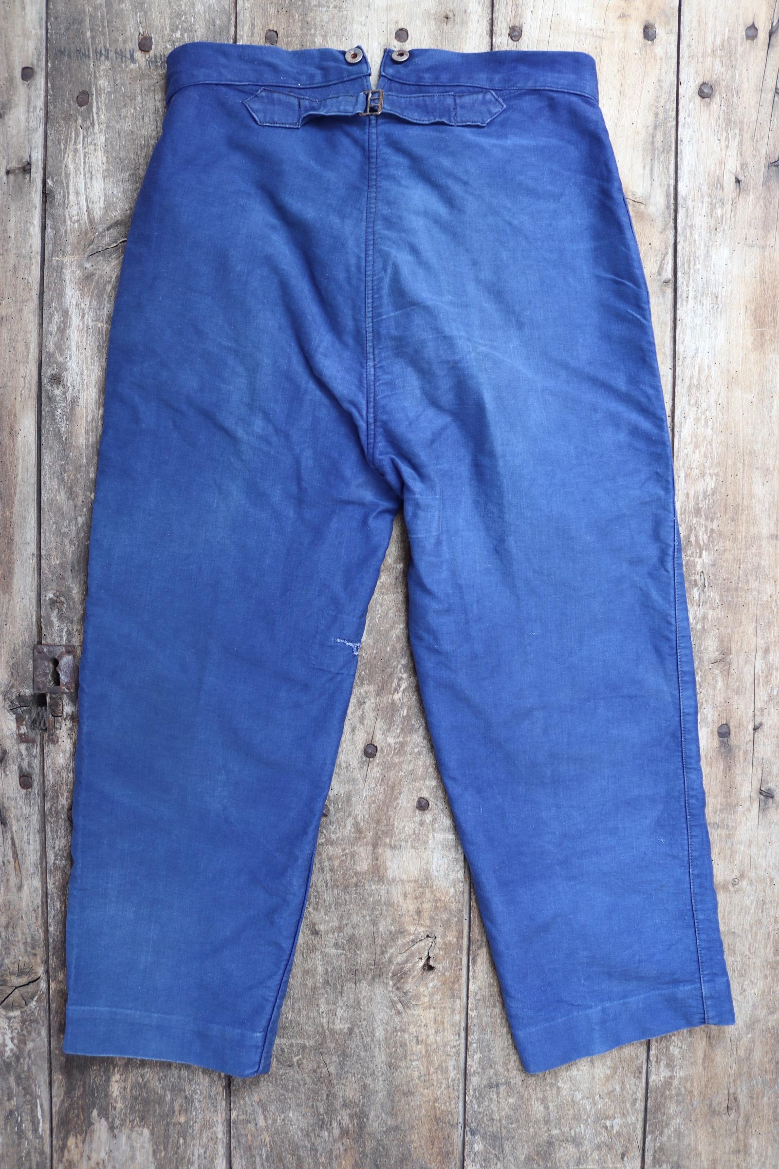 Vintage 1940s 50s French Workwear Trousers - Moleskin Chore