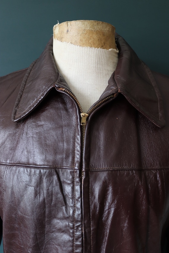 Vintage 1950s 50s Leather Jacket Burgundy Brown Horsehide Vintage 1950s 50s Leather Jacket Burgundy Brown Horsehide