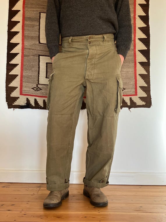 DAN別注 M47 Work Trousers - KHAKI Vintage French Military Workwear Cargo Pants - M47 Trousers