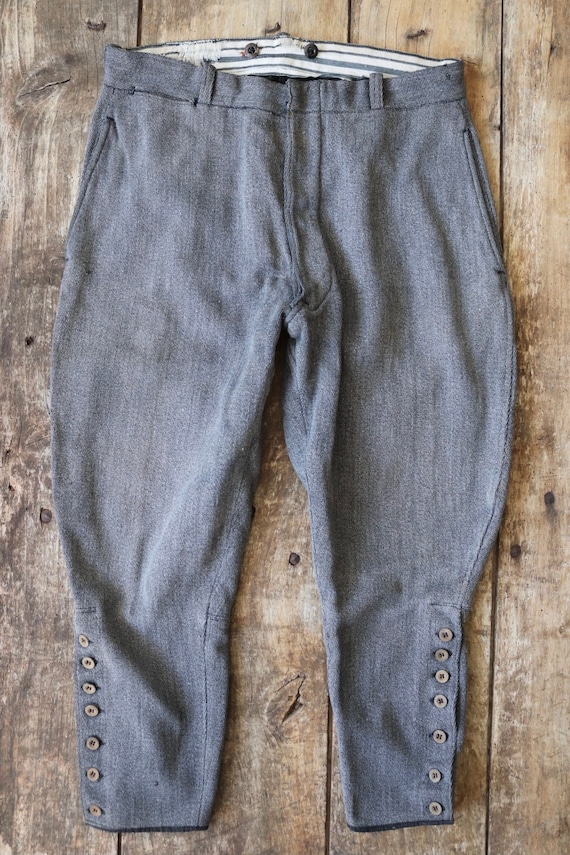 Vintage Antique 1930s 30s 1940s 40s French Grey Cotton Whipcord 