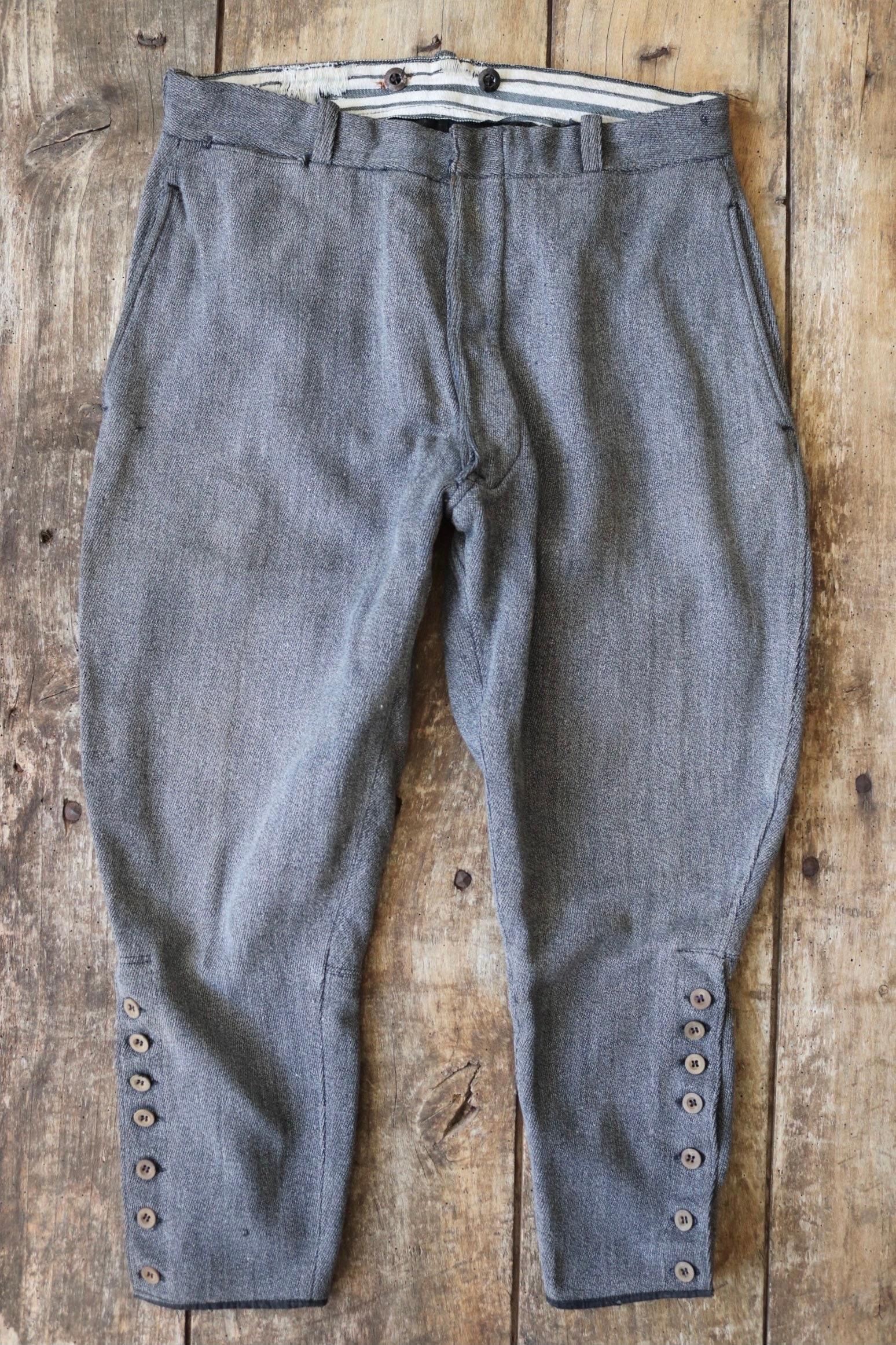 Vintage antique 1930s 30s 1940s 40s French grey cotton whipcord riding