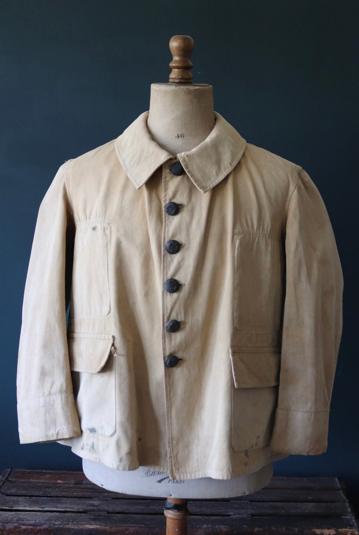 Vintage 1920s 20s 1930s 30s French Army Military Bourgeron Jacket