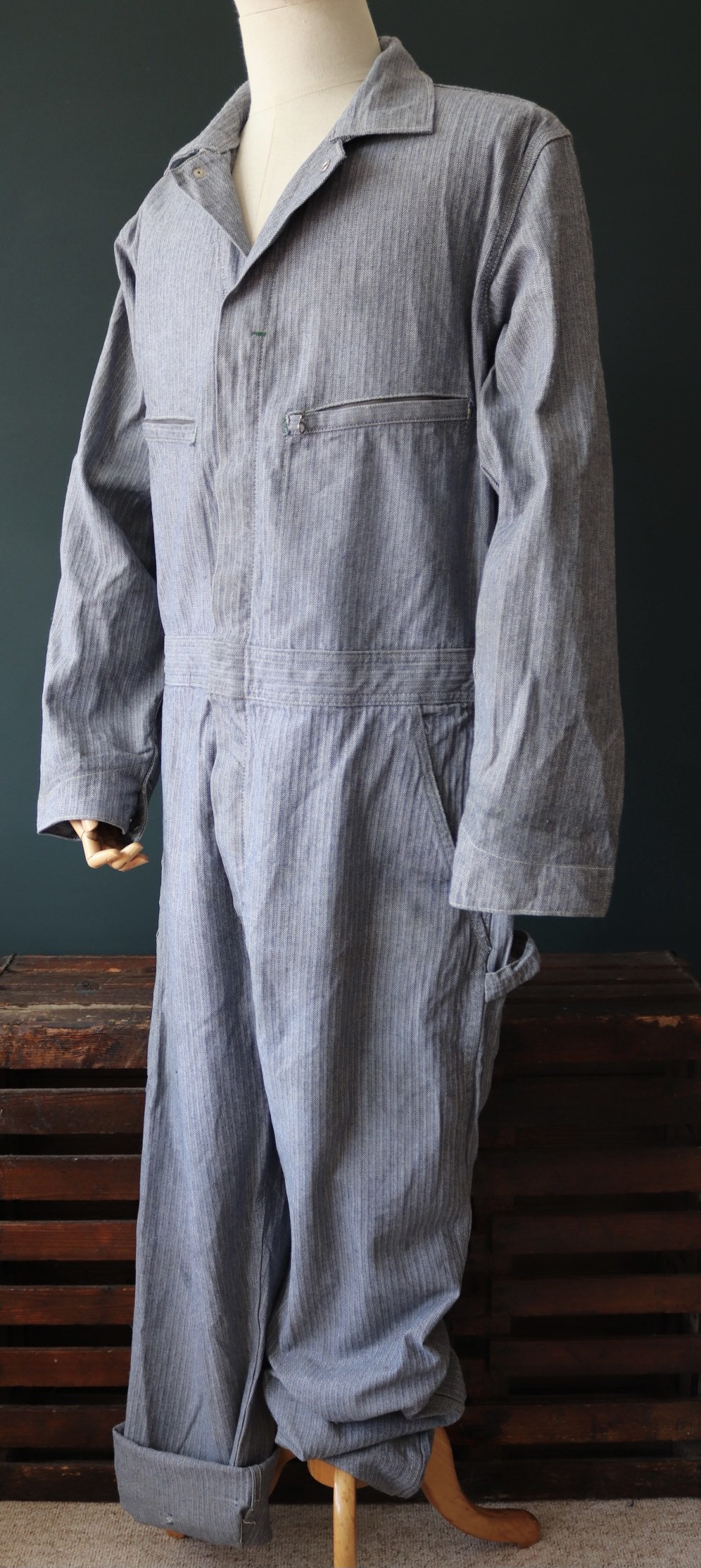 Vintage Key Imperial HBT herringbone denim coveralls overalls mechanic