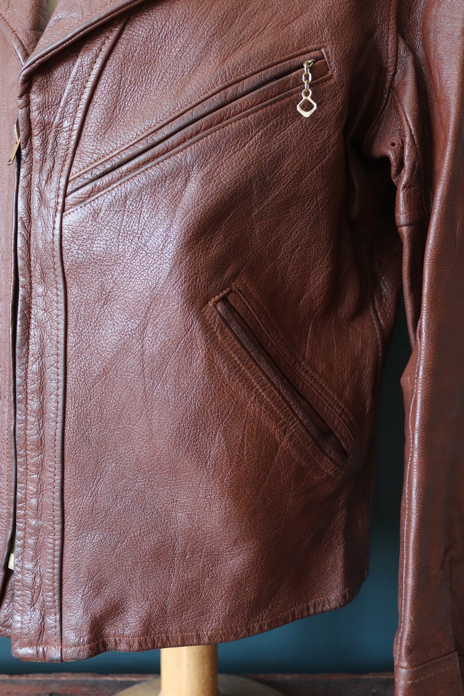 40‘s vintage / goatskin leather jacket 40's] Swedish Vintage Double Breasted Leather Jacket