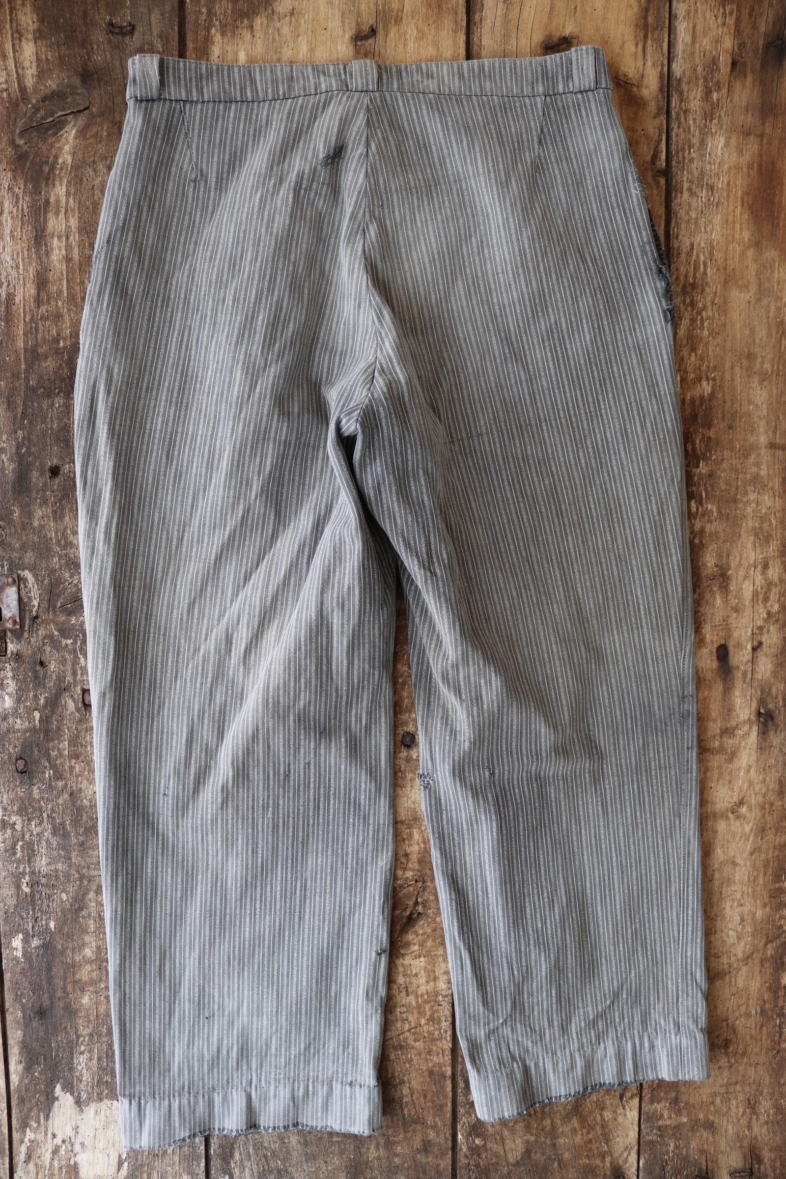 Vintage 1950s 50s french grey striped trousers pants button fly darned ...