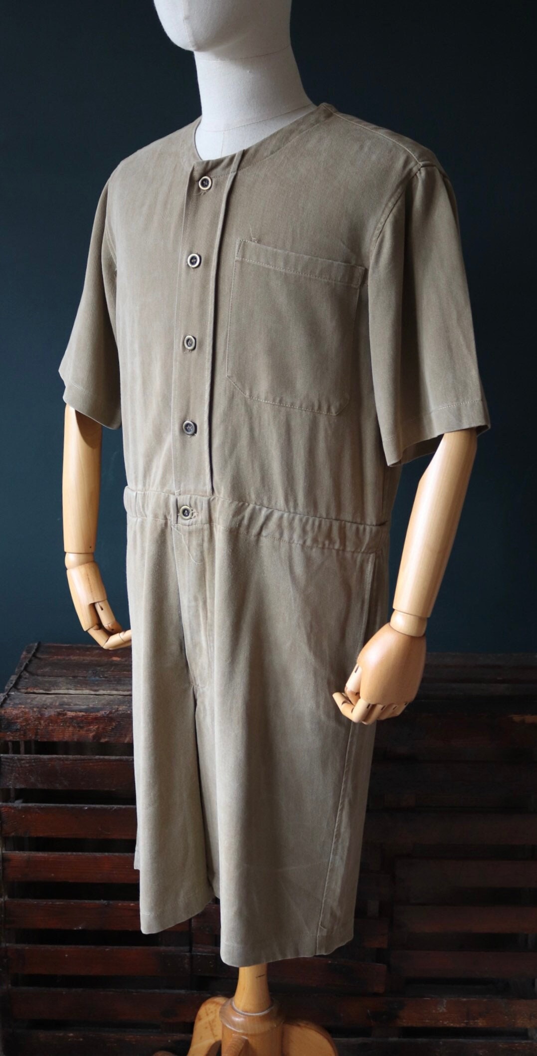 Vintage European military short overalls coveralls unisex 44” chest 39