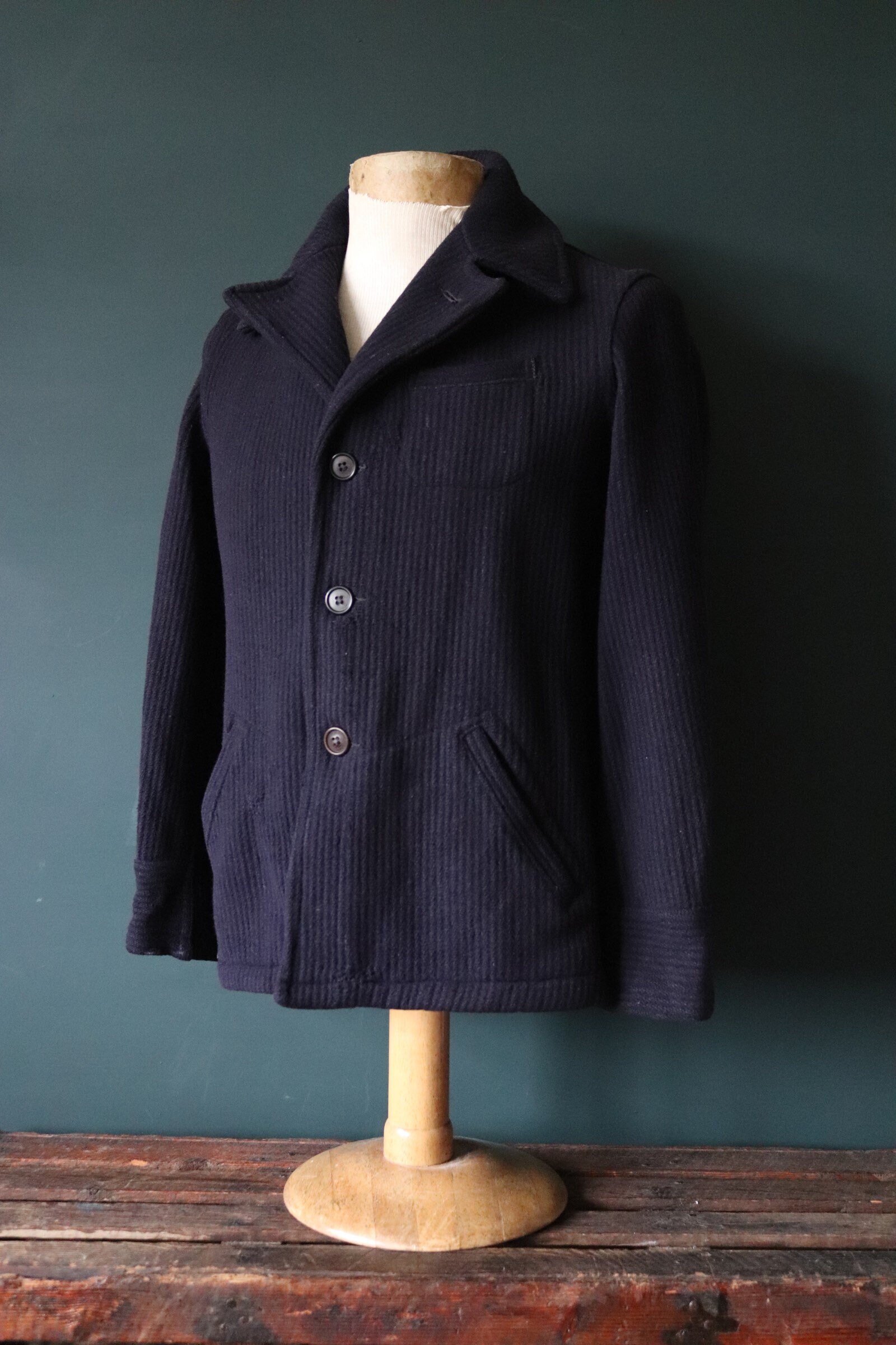 Vintage 1930s 30s 1940s 40s Boy Blue Ribbed Wool Sports Jacket