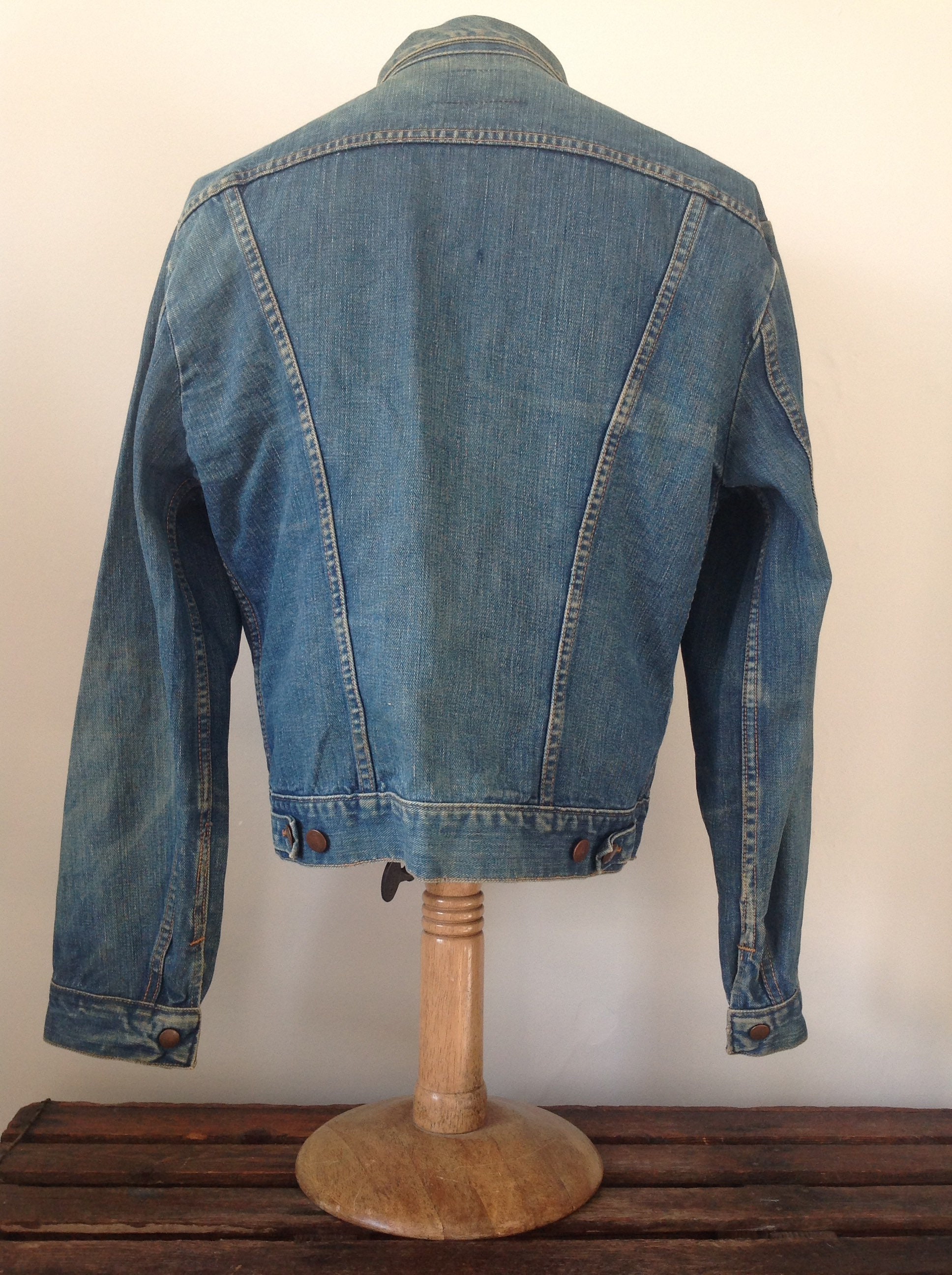 Vintage 1960s 60s Wrangler selvedge denim jacket 44 chest work workwear ...