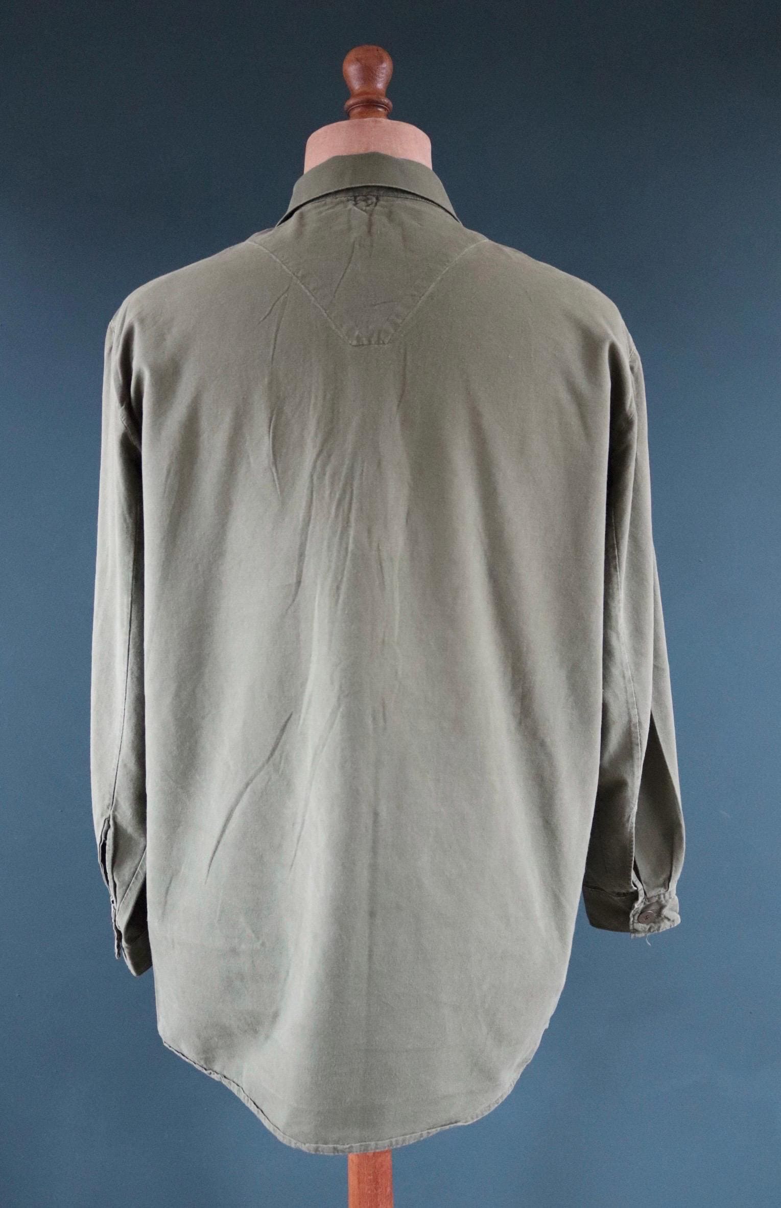Vintage 1970s Swedish Military Shirt - M59 - Army Workwear