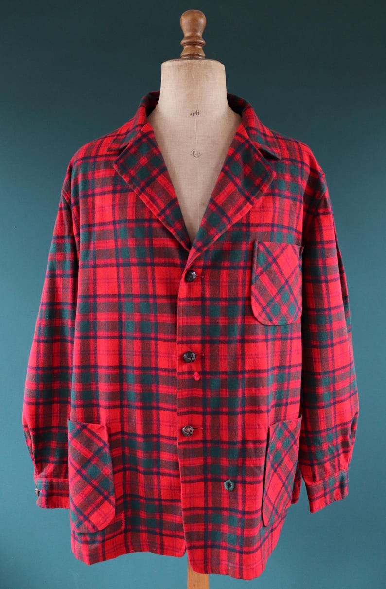 Pendleton 49er Jacket Pattern Vintage Pendleton Wool 49er Jacket - Red Plaid - Ivy League Style - 54 ...
