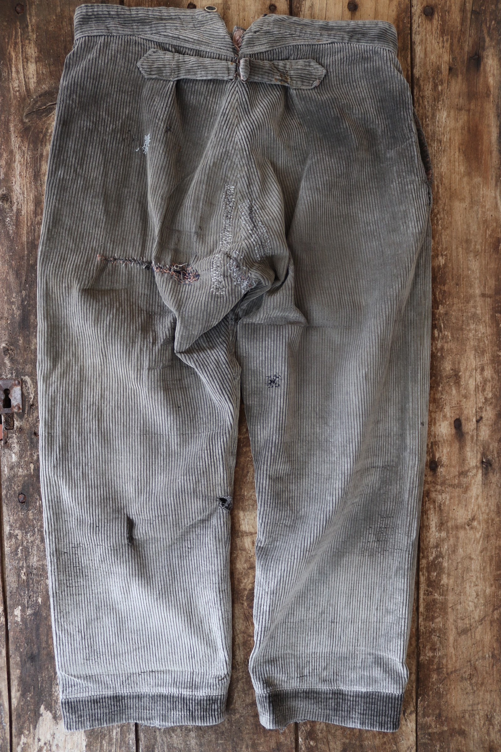 Vintage 1950s 50s french grey corduroy trousers pants button fly darned ...