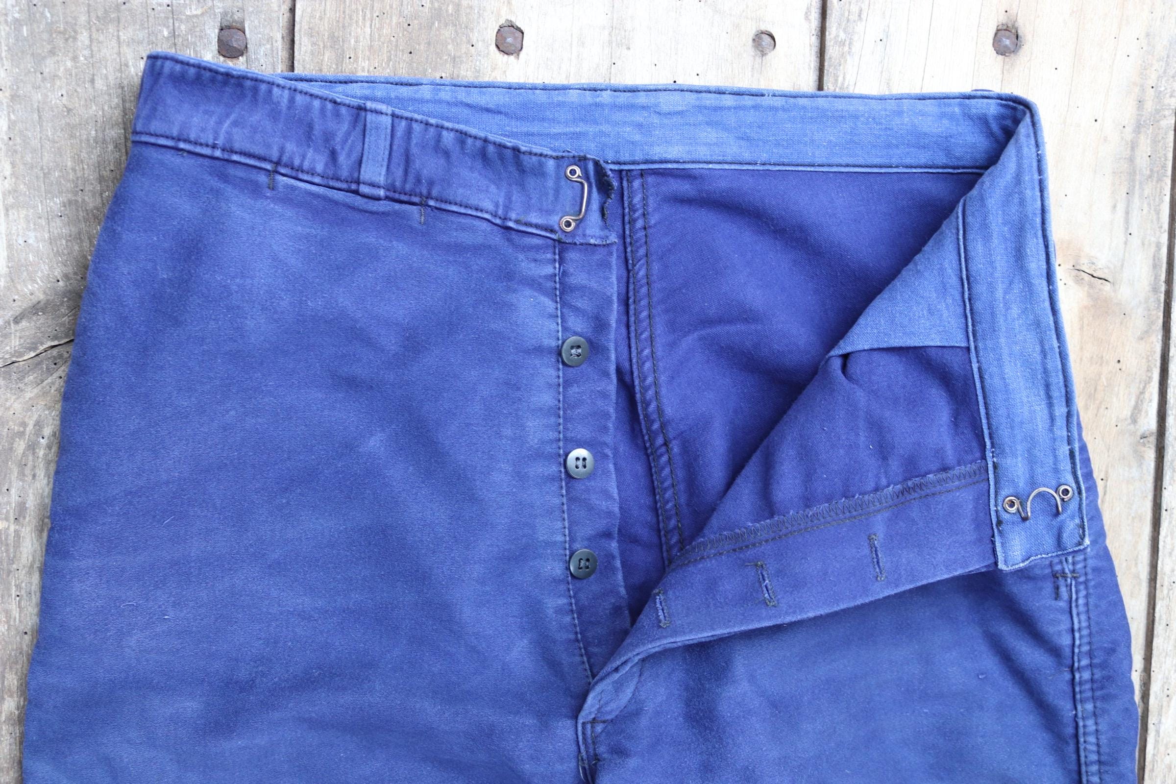 Vintage 1960s French Moleskin Workwear Trousers - Le Mont St