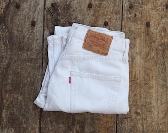 90s USA製LEVI'S501ホワイトデニムパンツW34ヴィンテージジーンズ 古着 90s USA製 Levi's 505-2652 オフホワイト カラー デニム パンツ